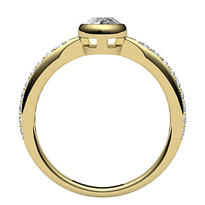 Simple Flat Pear Solitaire Half diamond band