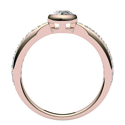 Simple Flat Pear Solitaire Half diamond band