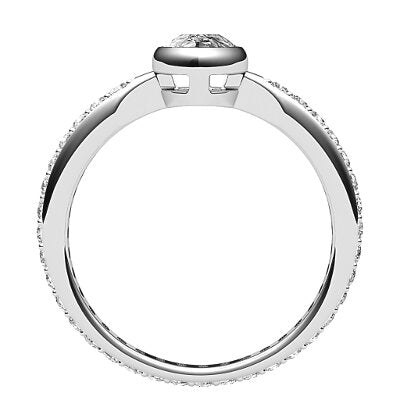 Simple Flat Pear Solitaire Full diamond band