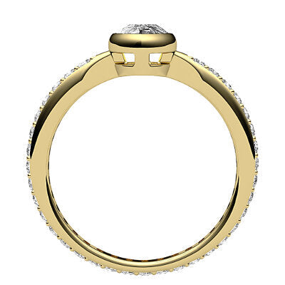 Simple Flat Pear Solitaire Full diamond band