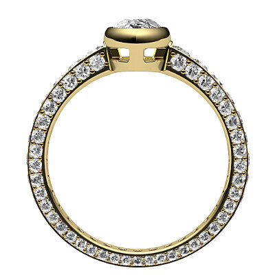 Simple Flat Pear Solitaire Full coverage diamond band