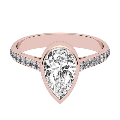Vittoria Pear Solitaire Half diamond band
