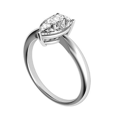 Simple Flat Pear Solitaire Classic band 3 Prongs