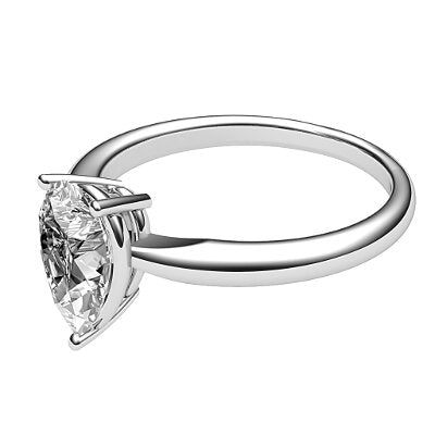 Simple Flat Pear Solitaire Classic band 3 Prongs