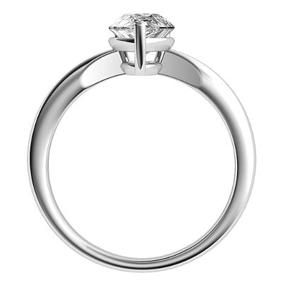Simple Flat Pear Solitaire Classic band 3 Prongs