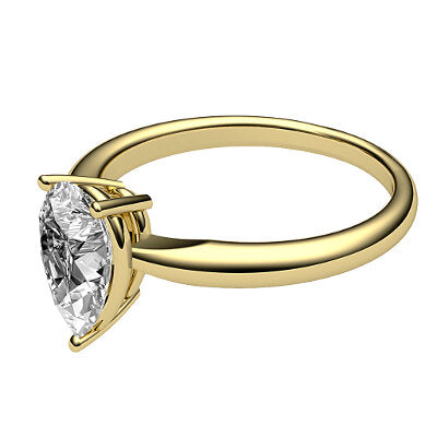 Simple Flat Pear Solitaire Classic band 3 Prongs