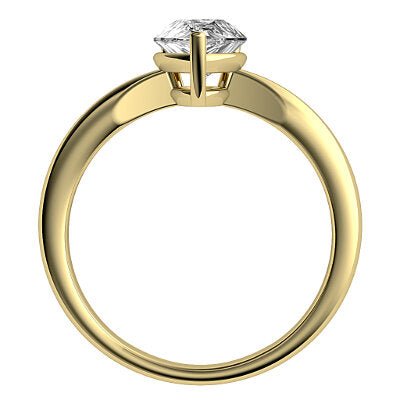 Simple Flat Pear Solitaire Classic band 3 Prongs