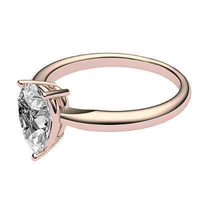 Simple Flat Pear Solitaire Classic band 3 Prongs