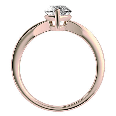 Simple Flat Pear Solitaire Classic band 3 Prongs