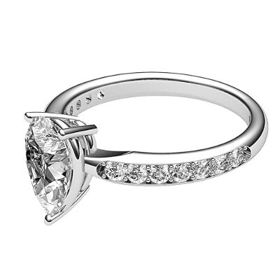Simple Flat Pear Solitaire Half diamond band 3 Prongs