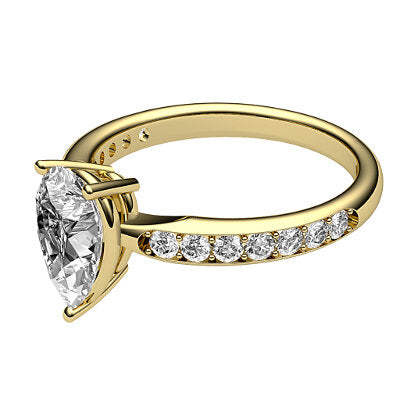 Simple Flat Pear Solitaire Half diamond band 3 Prongs