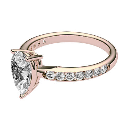 Simple Flat Pear Solitaire Half diamond band 3 Prongs