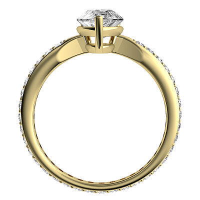 Simple Flat Pear Solitaire Full diamond band 3 Prongs
