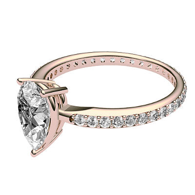 Simple Flat Pear Solitaire Full diamond band 3 Prongs