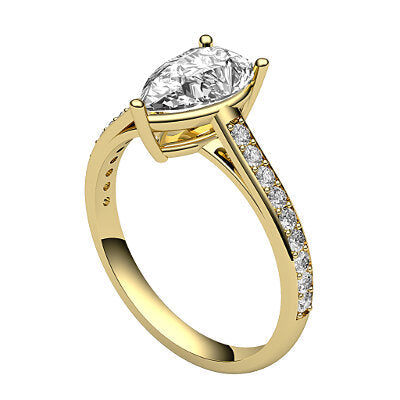 Trionfo Pear Solitaire Half diamond band 3 Prongs
