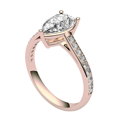 Trionfo Pear Solitaire Half diamond band 3 Prongs
