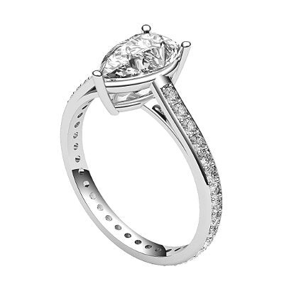 Trionfo Pear Solitaire Full diamond band 3 Prongs