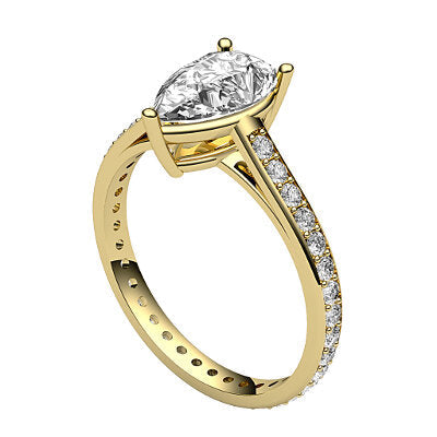 Trionfo Pear Solitaire Full diamond band 3 Prongs