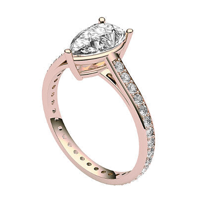 Trionfo Pear Solitaire Full diamond band 3 Prongs