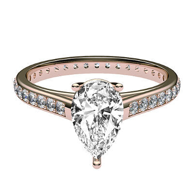 Trionfo Pear Solitaire Full diamond band 3 Prongs