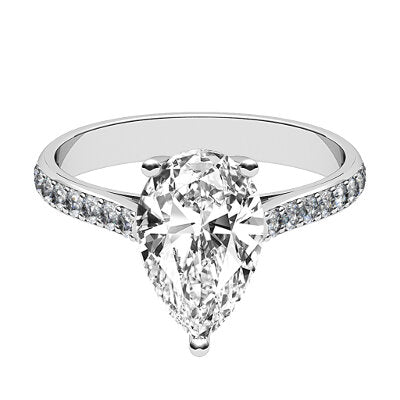Vittoria Pear Solitaire Half diamond band 3 Prongs