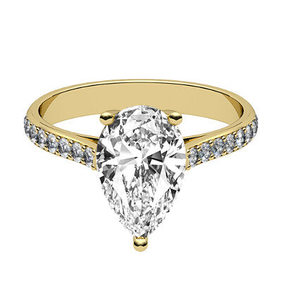 Vittoria Pear Solitaire Half diamond band 3 Prongs
