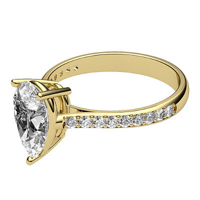 Vittoria Pear Solitaire Half diamond band 3 Prongs
