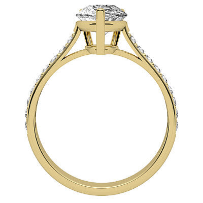 Vittoria Pear Solitaire Half diamond band 3 Prongs