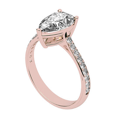Vittoria Pear Solitaire Half diamond band 3 Prongs
