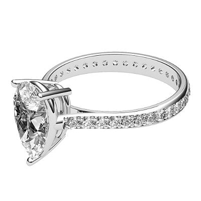 Vittoria Pear Solitaire Full diamond band 3 Prongs