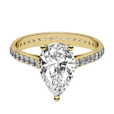 Vittoria Pear Solitaire Full diamond band 3 Prongs