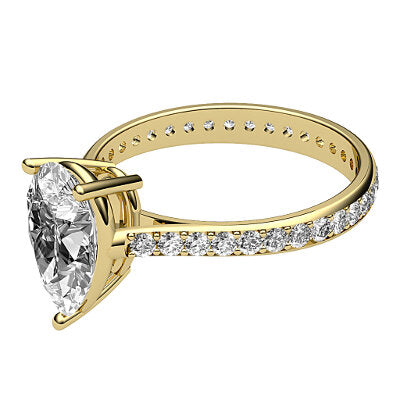 Vittoria Pear Solitaire Full diamond band 3 Prongs