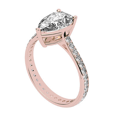 Vittoria Pear Solitaire Full diamond band 3 Prongs