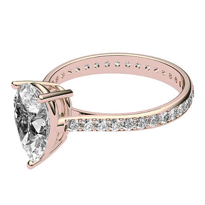 Vittoria Pear Solitaire Full diamond band 3 Prongs