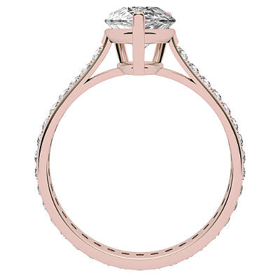 Vittoria Pear Solitaire Full diamond band 3 Prongs