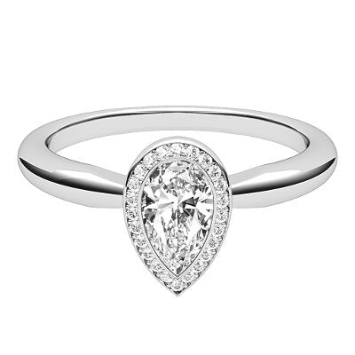 Simple Flat Pear Solitaire halo Classic band