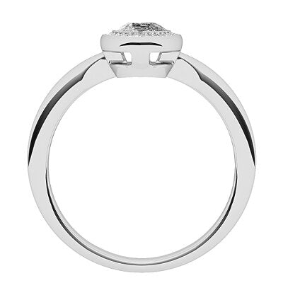 Simple Flat Pear Solitaire halo Classic band
