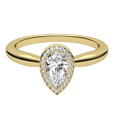 Simple Flat Pear Solitaire halo Classic band
