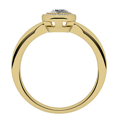 Simple Flat Pear Solitaire halo Classic band