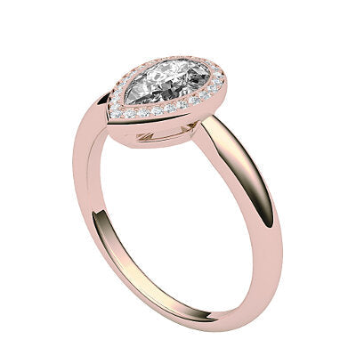 Simple Flat Pear Solitaire halo Classic band