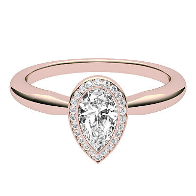 Simple Flat Pear Solitaire halo Classic band