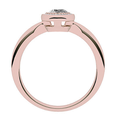 Simple Flat Pear Solitaire halo Classic band