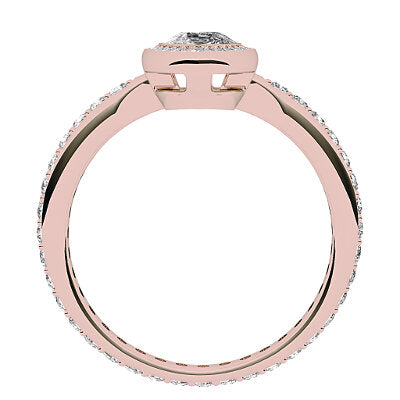 Simple Flat Pear Solitaire halo Full diamond band