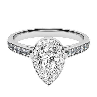 Trionfo Pear Solitaire halo Half diamond band