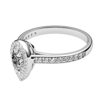 Trionfo Pear Solitaire halo Half diamond band