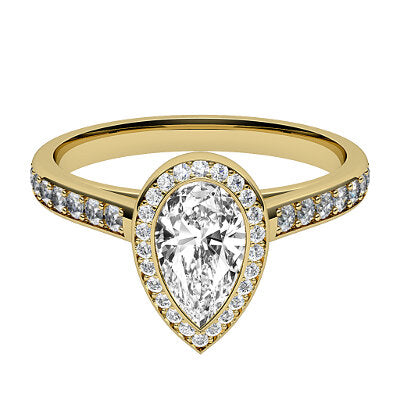 Trionfo Pear Solitaire halo Half diamond band