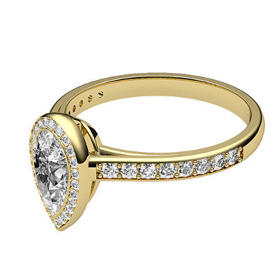 Trionfo Pear Solitaire halo Half diamond band