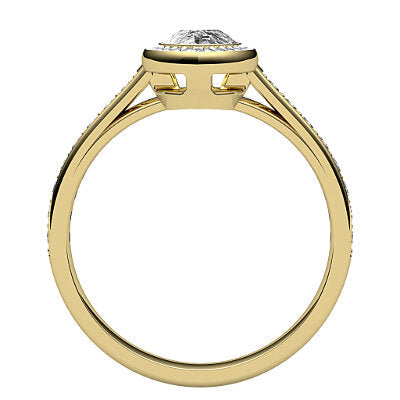 Trionfo Pear Solitaire halo Half diamond band