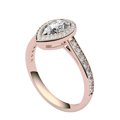 Trionfo Pear Solitaire halo Half diamond band
