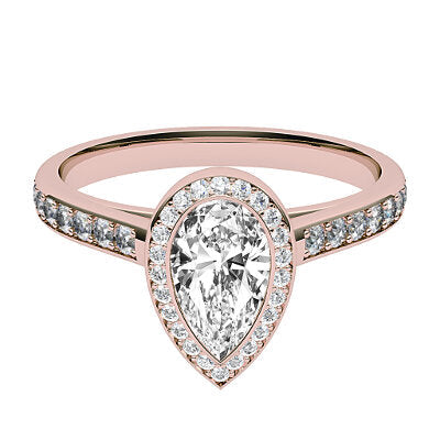 Trionfo Pear Solitaire halo Half diamond band